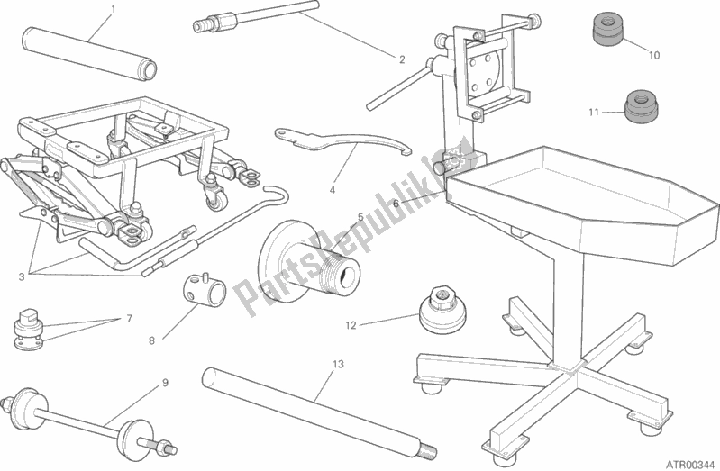 All parts for the Workshop Service Tools (frame) of the Ducati Hypermotard 939 SP 2017